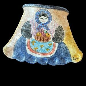 Vintage Italian Terracotta Art Pottery Hand Painted Folk Art Wall Pocket Vase